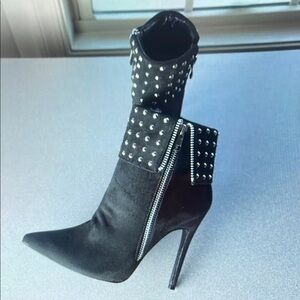 Black Studded Heeled Boots